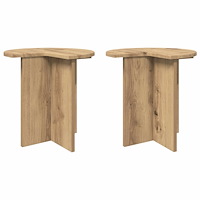 vidaXL Sidobord 2 pcs Artisan-ek Ø 39 x 38 cm Konstruerat trä