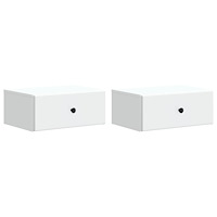 vidaXL Väggmonterat Sängbord med låda 2 pcs Vit 49 x 34,5 x 20 cm