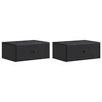 vidaXL Väggmonterat Sängbord med låda 2 pcs Svart 49 x 34,5 x 20 cm