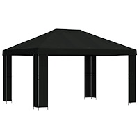 vidaXL Paviljong 4 × 3 m Svart Polyester och Stål 190 gsm