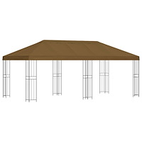 vidaXL Trädgårdsgazebo 6 x 3 m Taupe Polyester och Stål 190 gsm