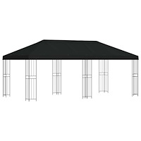 vidaXL Trädgårdsgazebo 6 x 3 m Svart Polyester och Stål 190 gsm