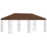 vidaXL Trädgårdsgazebo 6 x 3 m Brun Polyester och Stål 190 gsm