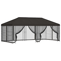vidaXL Paviljong med väggar 6 x 3 m Antracit Polyester och Stål 190