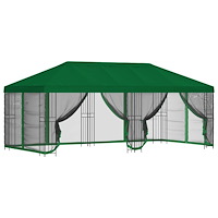vidaXL Paviljong med väggar 6 x 3 m Grön Polyester och Stål 190 gsm
