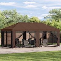 vidaXL Paviljong med väggar 6 x 3 m Brun Polyester och Stål 190