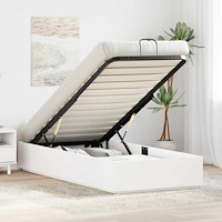 vidaXL Ottoman Sängram Vit 90 x 200 cm Massivt furu
