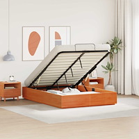 vidaXL Ottoman Sängram VaxBrun 120 x 200 cm Massivt furu