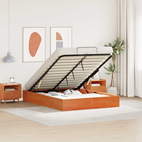 vidaXL Bäddsoffa med förvaring VaxBrun 140 x 200 cm Massivt furu