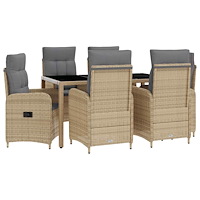 vidaXL Utomhusmatbord 7 st Beige och Ljusgrå konstrotting