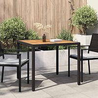 vidaXL Trädgårdsbord Svart 90 x 90 x 75 cm konstrotting
