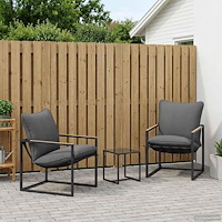 vidaXL Trädgårdsoffset 3 pcs Svart och Anthracit Stål