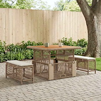 vidaXL Trädgårdsmöbelset 3 pcs Beige och gräddfärgad konstrotting