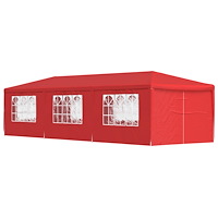 vidaXL Partytält 900 x 300 x 255 cm Röd PE och stål