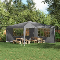 vidaXL Partytältvägg 2 pcs 400 x 195 cm Ljusgrå PE och stål