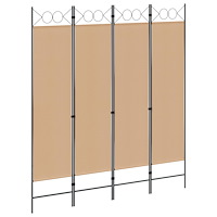 vidaXL 4-panelig rumsavskiljare Beige 160 x 180 cm Tyg