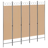vidaXL 5-panel rumsavskiljare Beige 200 x 180 cm Tyg