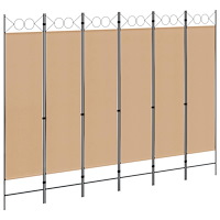 vidaXL 6-panelers rumsavdelare Beige 240 x 180 cm Tyg