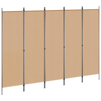 vidaXL 5-panel rumsavskiljare Beige 250 x 180 cm Tyg