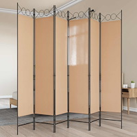vidaXL 6-panelers rumsavdelare Beige 240 x 200 cm Tyg