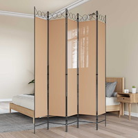 vidaXL 5-panel rumsavskiljare Beige 200 x 220 cm Tyg