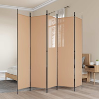 vidaXL 5-panel rumsavskiljare Beige 250 x 200 cm Tyg