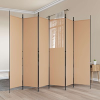 vidaXL 6-panelers rumsavdelare Beige 300 x 200 cm Tyg
