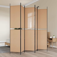 vidaXL 5-panel rumsavskiljare Beige 250 x 220 cm Tyg