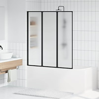 vidaXL Fällbar duschvägg Svart och Full Frost 132 x 2 x 140 cm