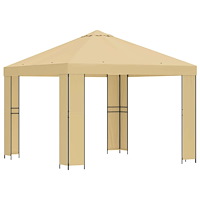 vidaXL Paviljong 3 x 3 m Gräddvit Polyester och Stål 190 gsm