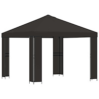 vidaXL Paviljong 3 x 3 m Antracit Polyester och Stål 190 gsm