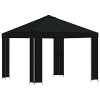 vidaXL Paviljong 3 x 3 m Svart Polyester och Stål 190 gsm