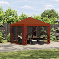 vidaXL Trädgårdsgazebo med sidoväggar 3 x 3 m Terracotta