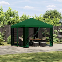 vidaXL Trädgårdsgazebo med sidoväggar 3 x 3 m Grön Polyester och Stål