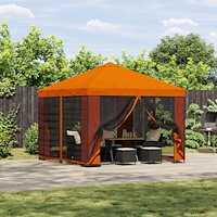 vidaXL Trädgårdsgazebo med sidoväggar 3 x 3 m Orange