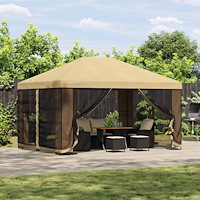 vidaXL Paviljong 4 × 3 m Gräddvit Polyester och Stål 190