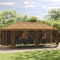 vidaXL Gazebo-tak med sidoväggar 6 x 3 m Beige Polyester 190 gsm