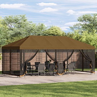 vidaXL Gazebo-tak med sidoväggar 6 x 3 m Taupe Polyester 190 gsm