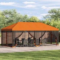 vidaXL Gazebo-tak med sidoväggar 6 x 3 m Orange Polyester 190 gsm