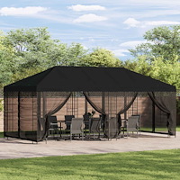 vidaXL Gazebo-tak med sidoväggar 6 x 3 m Svart Polyester 190 gsm
