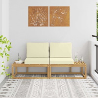 vidaXL Modulsoffa utomhus med kudde 2 Stycke Vit Massivt Akaciaträ