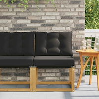 vidaXL Utomhus Mellansoffa Massivt akaciaträ och Textilene-tyg Vit