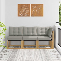 vidaXL Modulsoffa utomhus mitt och hörn med kudde 3 Stycke Vit