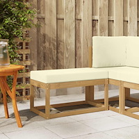 vidaXL Utomhuspall med kudde Vit 80 x 43 x 45 cm Massivt Akaciaträ