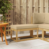 vidaXL Utomhuspall med kudde Vit 80 x 43 x 45 cm Massivt Akaciaträ