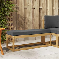 vidaXL Utomhuspall med kudde Vit 115 x 43 x 45 cm Massivt Akaciaträ