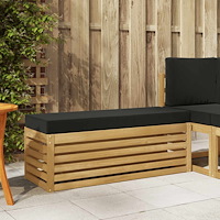 vidaXL Utomhuspall med kudde Vit 115 x 43 x 45 cm Massivt Akaciaträ