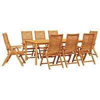 vidaXL Trädgårdsmöbelset 9 pcs Brun Massivt Akaciaträ