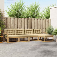vidaXL Utomhussoffset med kudde 4 pcs Vit och Beige Polyester