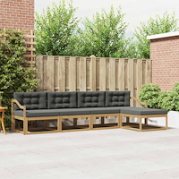 vidaXL Utomhussoffset med kudde 4 pcs Vit och antracit Polyester